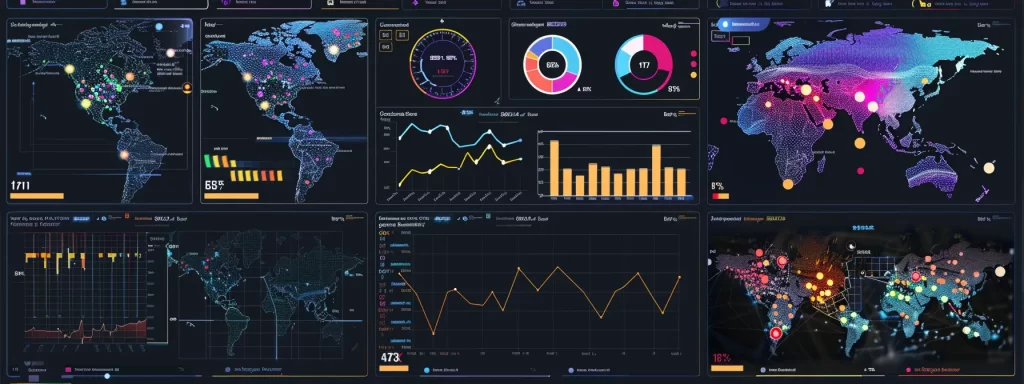 a digital dashboard displaying various engagement metrics and data points with colorful graphs and charts, illustrating the success of social media strategies.